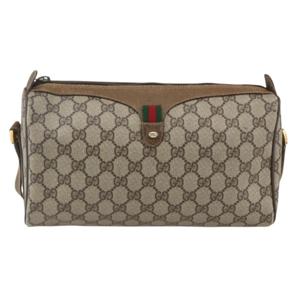 GUCCI GG Supreme Web Sherry Line Bag PVC Beige Gold 89 02 017 Auth BA8189 - Picture 3 of 15
